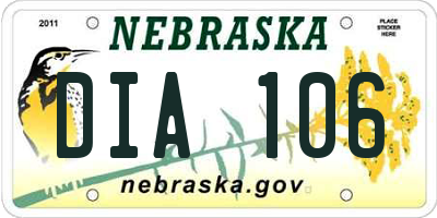 NE license plate DIA106