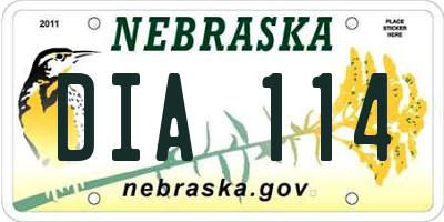 NE license plate DIA114