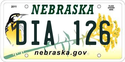 NE license plate DIA126