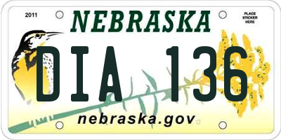 NE license plate DIA136