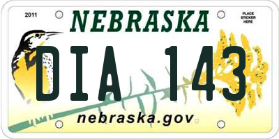 NE license plate DIA143