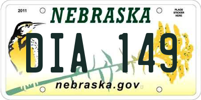 NE license plate DIA149