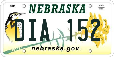 NE license plate DIA152