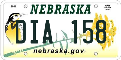NE license plate DIA158