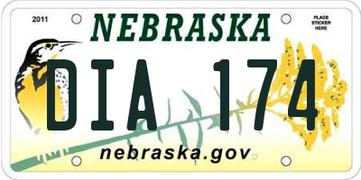 NE license plate DIA174