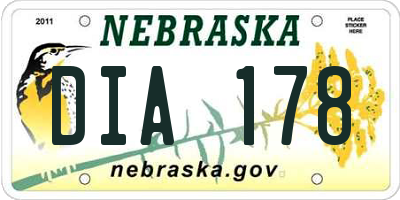 NE license plate DIA178