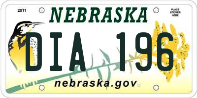 NE license plate DIA196