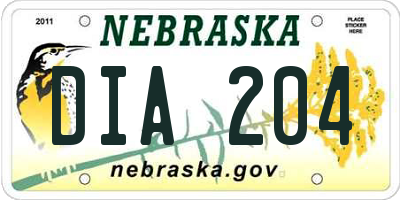NE license plate DIA204