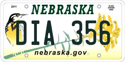 NE license plate DIA356
