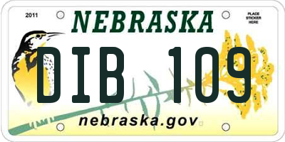 NE license plate DIB109