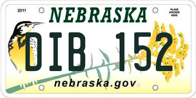 NE license plate DIB152