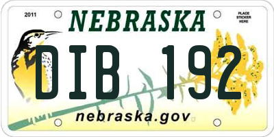 NE license plate DIB192