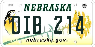 NE license plate DIB214