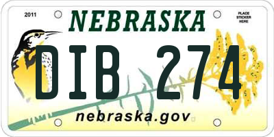 NE license plate DIB274