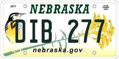 NE license plate DIB277