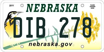 NE license plate DIB278