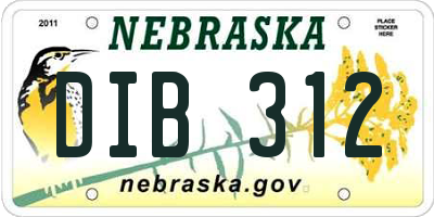 NE license plate DIB312