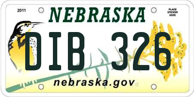 NE license plate DIB326