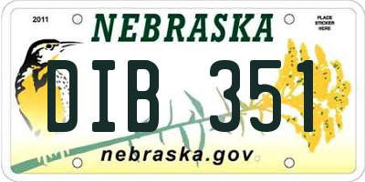 NE license plate DIB351