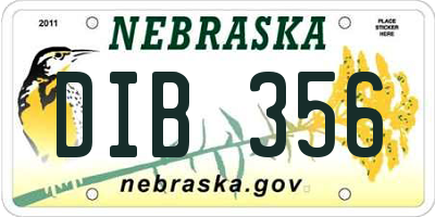 NE license plate DIB356