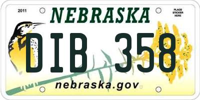 NE license plate DIB358