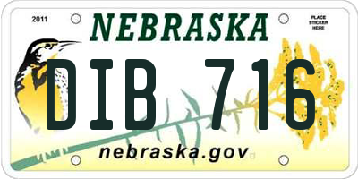 NE license plate DIB716