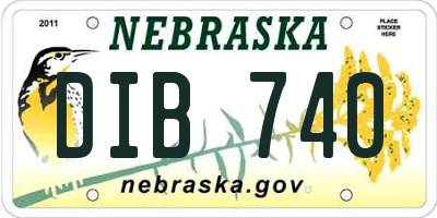 NE license plate DIB740