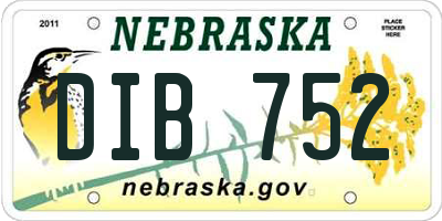NE license plate DIB752
