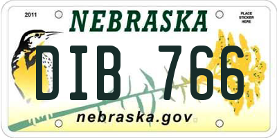 NE license plate DIB766