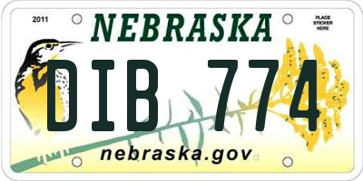 NE license plate DIB774
