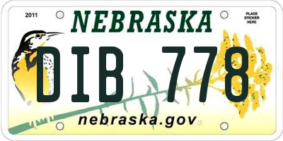 NE license plate DIB778