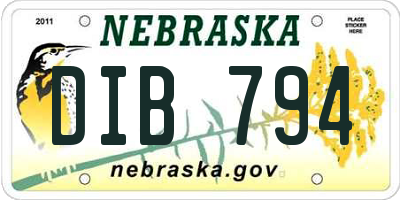 NE license plate DIB794