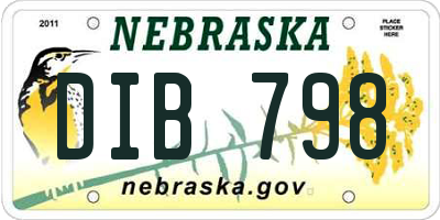 NE license plate DIB798