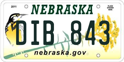 NE license plate DIB843
