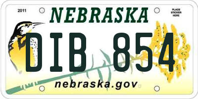 NE license plate DIB854