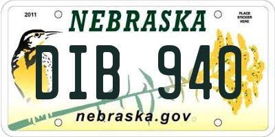NE license plate DIB940