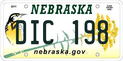 NE license plate DIC198