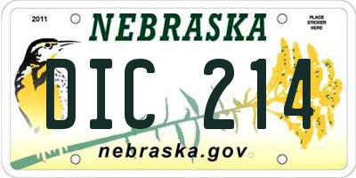 NE license plate DIC214