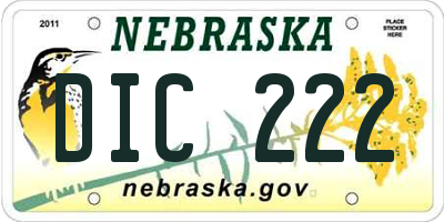 NE license plate DIC222