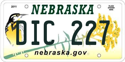 NE license plate DIC227