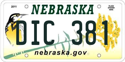 NE license plate DIC381
