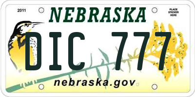 NE license plate DIC777