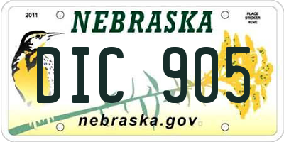 NE license plate DIC905