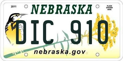 NE license plate DIC910