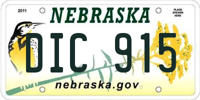 NE license plate DIC915