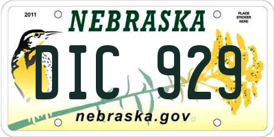 NE license plate DIC929