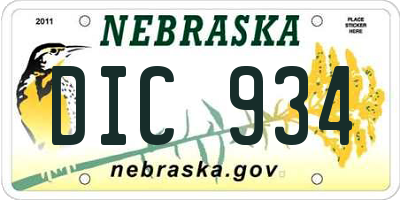 NE license plate DIC934