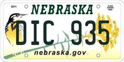 NE license plate DIC935