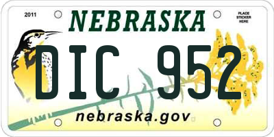 NE license plate DIC952