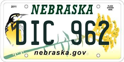 NE license plate DIC962